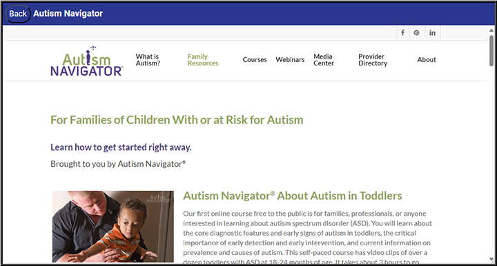 Autism Navigator Website preview